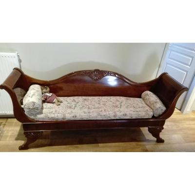 Meridienne Or Recamier Of Restoration Era In Mahogany