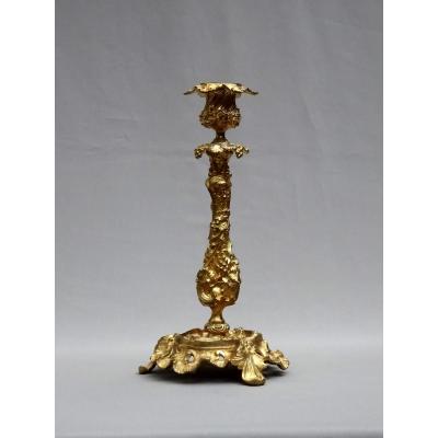 Henri Picard Flambeau Bronze Dore Louis XV Style Rocaille Dlg Meissonnier