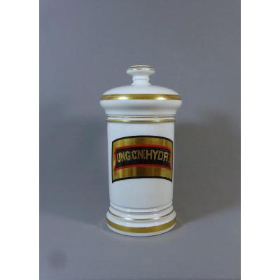 Pharmacy Pot, Apothecary XIX Century,  Limoges Manufactory Porcelain, A Collin à Paris, 90 Rue De Rivoli
