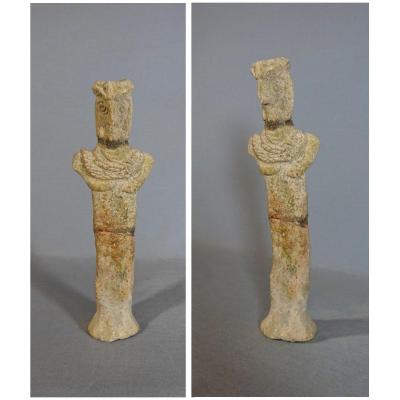 Anthropomorphic Idol Statuette With Bird's Beak Adorned With A Necklace. Syro-hittite Art. End 2nd-beginning Of The 3rd Millennium Bc. J.-c.