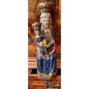 Madonna Of Grace Of Mariazell (austria), Virgin And Child, 19th Century Carved Wood