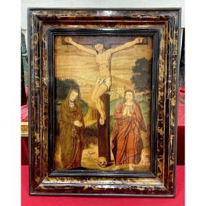 La Cruxification , Oil On Wooden Panel , Italien - Flemish School, 17.century 