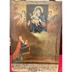 Votive Painting (ex Voto), Oil On Canvas: "the Apparition Of The Virgin", Germany, 1792 
