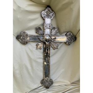 Processional Cross, Silver Leaves On A Wooden Core, South America, Late 17th Century 