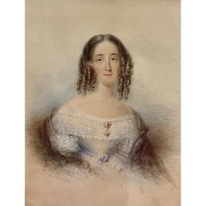 Portrait Of A Young Woman, Gouache On Vellum Paper “ew Thomson Del. 1841”.