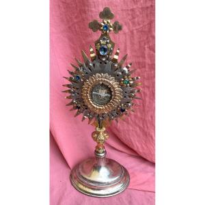 Monstrance - Reliquary Of Pope Leo Ii, In Silvered And Gilded Metal, Austria, Early 19th Century 