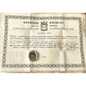 Capsule-reliquary (encolpion) Of Saint Leonard Accompanied By Its Authentic, Dated 1868.