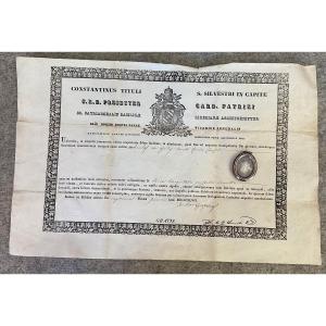 Reliquary -capsule ( Encolpion) Silvered Metal, Saint Roch With Authentic,xix. Century