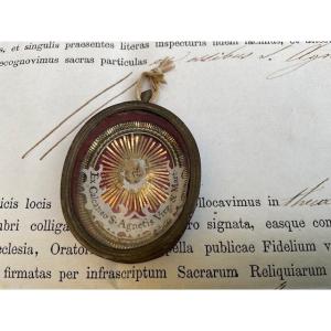 Reliquary Capsule (theca) Of Saint Agnes With Authentic, Rome, 1884