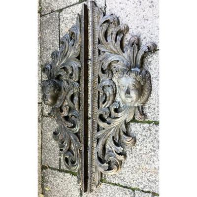 Decoration (2 Appliques)) Of Altar: Heads Of Angels And Rockeries, Italy Eighteenth Century