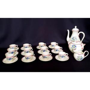 Complete Coffee Service For 12 People In Earthenware From Gien XIX°. Savoy Model.