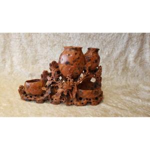 Chinese Soapstone Brush Holder. XIX°