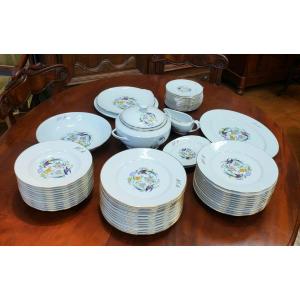 Charles d'Ambasac 56-piece Limoges Porcelain Dinner Service With Mtm Monogram