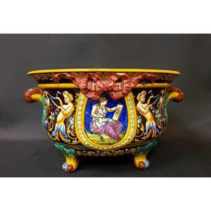 Gien Cachepot With Renaissance Decoration - 19th Century