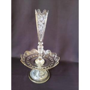 Neo-gothic Style Engraved Crystal Centerpiece From The Charles X Period.