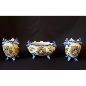 Gien Fireplace Set 1871-1875.  Renaissance Model 