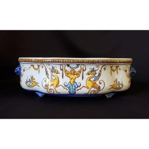 Planter In Gien XIX ° (1871/1875). Urbino Renaissance Decor.