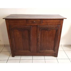 Important High Sideboard From The Regency Period In Oak. 2 Doors, 1 Drawer. Early 18th Century