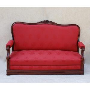 Ottoman Sofa Or Billiard Bench In Mahogany From Cuba, Napoleon III Period