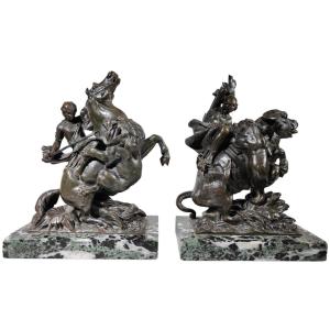 Amazon On Horseback Attacked By A Tiger August-karl-edouard Kiss Bronze Statue Germany