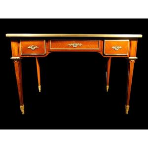 A Very Beautiful Desk In Rosewood And Amaranth Mounted On Gilt Bronze By L. Cueunières (active