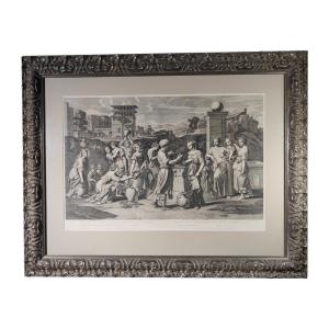 Old Engraving From The XVII Century: Nicolas Paussin 1677