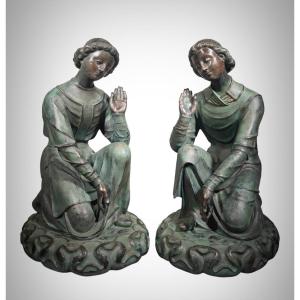 Pair Of Antique French Angels