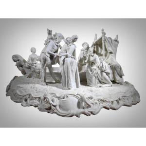 Monumental Group In Sevres Porcelain Signed