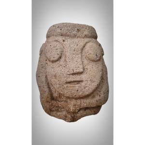 Stone Carved Anthropomorphic Sculpture From The Recuay Culture Peru 400bc-400ac