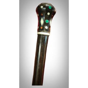 Ancient Masonic Cane With Semi-precious Stones