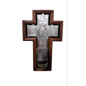 Italian Cross With Blessing Pot From The 19th Century