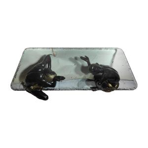 Coffee Table From The 50s: Elegance With Bronze Figurines