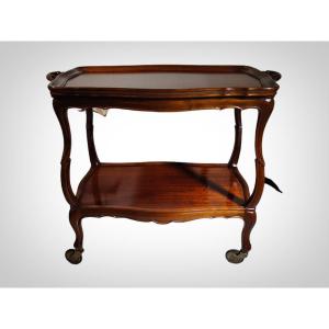 Italian Bar Cart From The 1950s - Solid Fruit Wood - Removable Tray