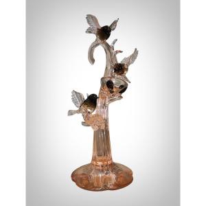 Murano Sculpture Signed Pino Signoretto - Elegant Murano Glass Representation Of A Tree