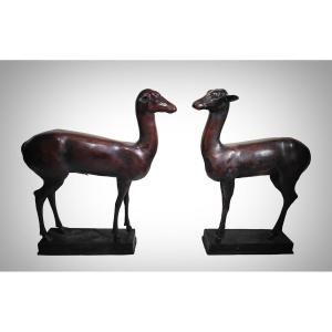 Pair Of Pompeian Deer From Herculaneum By Chiurazzi