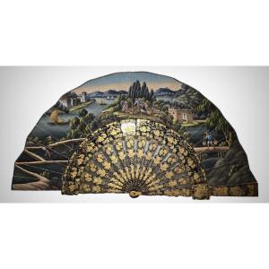 Elegant 19th Century Filipino Hand Painted Fan
