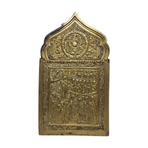 Old Travel Icon In Enameled Bronze From The 19th Century - Protection