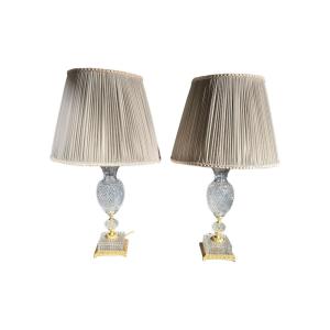 Pair Of Size Glass Lamps From The 1920s