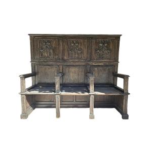 Neo-gothic Wooden Bench From The 19th Century