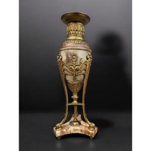 Large Art Nouveau Onyx And Bronze Vase - Late 19th Century