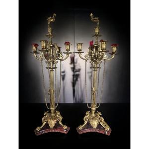 Pair Of Elegant 19th Century French Grecian Style Candelabra
