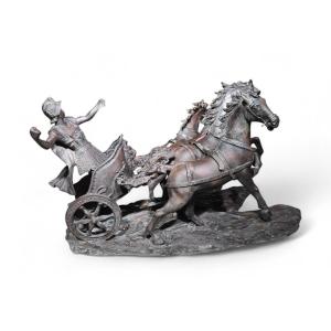 Large Bronze Sculpture Of A Roman Chariot - 120 Cm