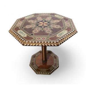 Vintage 1950s Arabesque Inlaid Table – Made In Granada, Spain