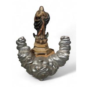 Rare 16th Century Spanish Polychrome Alabaster Sculpture Of The Virgin Mary