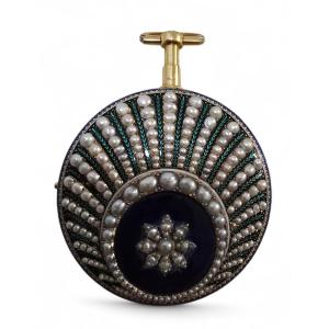 Leonard Bordier 18ct Gold Pocket Watch With Pearls And Enamel – Made For The Market