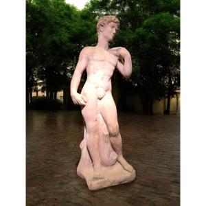 Michelangelo's David Terracotta Sculpture - 125cm High, 1950s