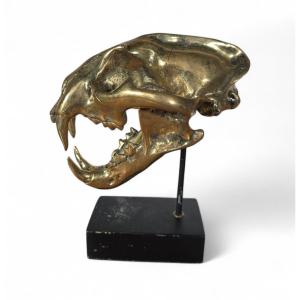 Bronze Lion Skull Sculpture