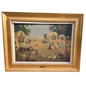 Oil On Canvas By Luis Blesa Y Prats – “romería”