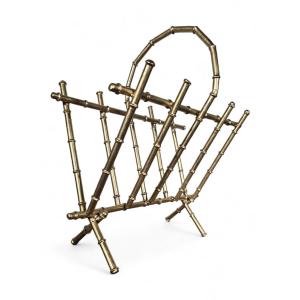 1950s Gilt Bronze Magazine Rack – Bamboo Design