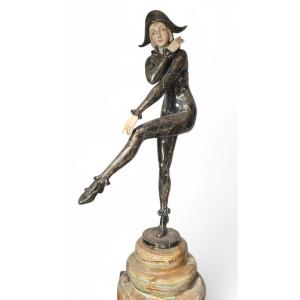 Silver-plated Bronze Sculpture Signed Dh Chiparus – 74 Cm
